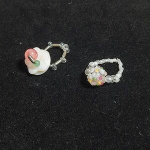 Handmade Beaded Rings with Floral and Pearl Accents